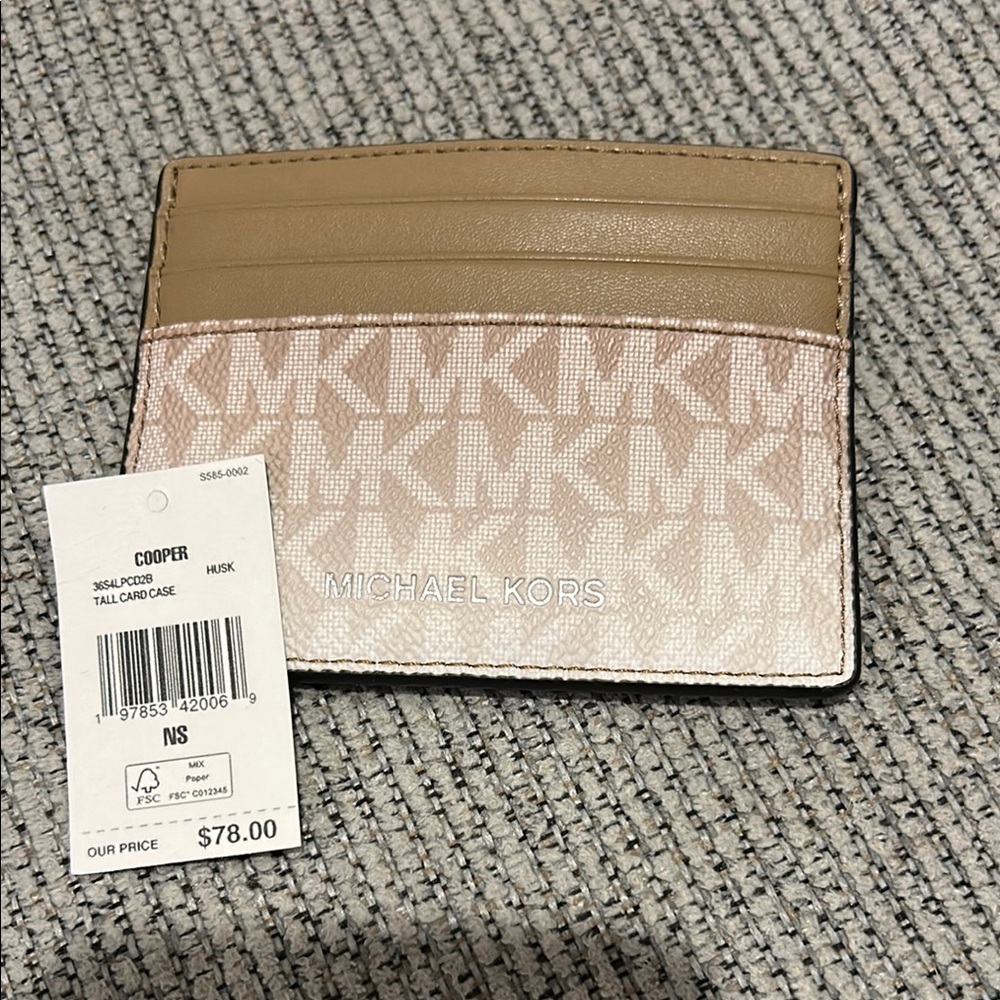 Michael Kors Cooper Card Case in Tan and Cream NWT